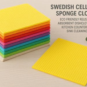 Swedish Cellulose Sponge Cloths Eco Friendly Reusable Absorbent Dishcloths For Kitchen Countertops Sink Cleaning Set of 10