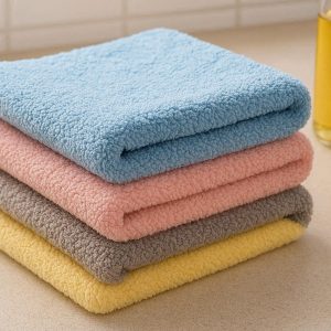 Non Stick Oil Coral Fleece Cleaning Cloths Thick Super Soft Microfiber Washcloths For Quick Kitchen Wipe Down